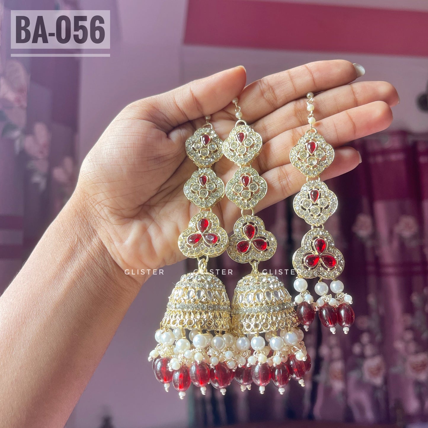 Jhumka with attached Tana and Tikli Set ✨ BA- 056