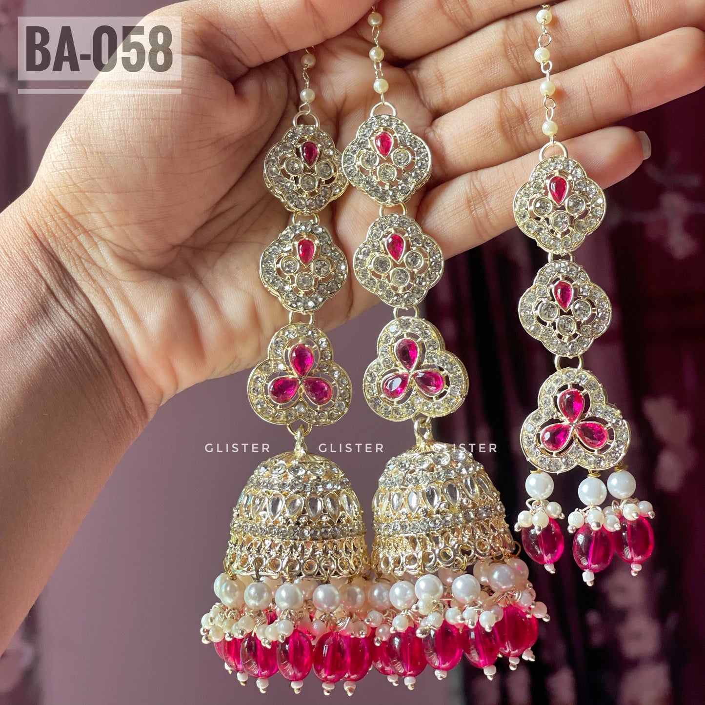 Jhumka with attached Tana and Tikli Set ✨ BA- 058