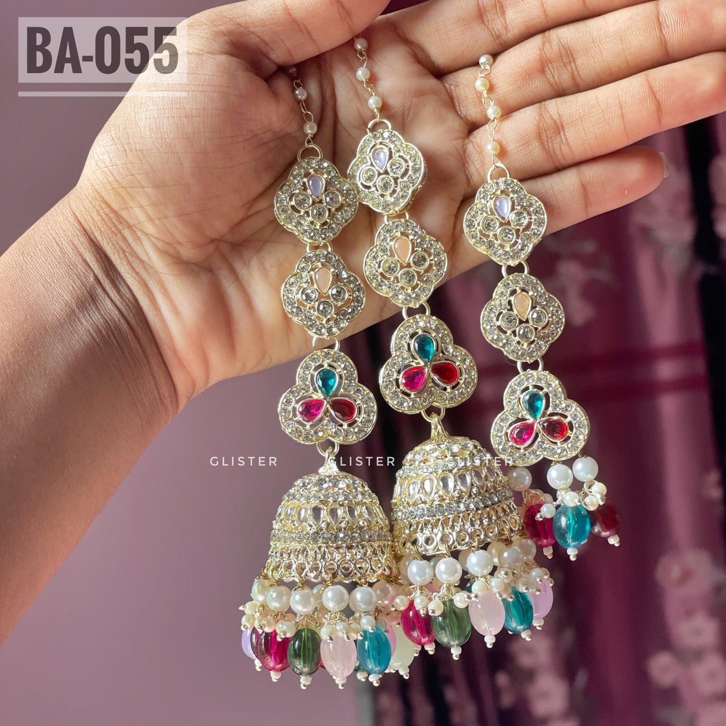 Jhumka with attached Tana and Tikli Set ✨ BA- 055