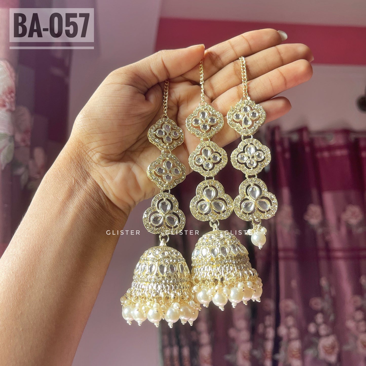Jhumka with attached Tana and Tikli Set ✨ BA- 057