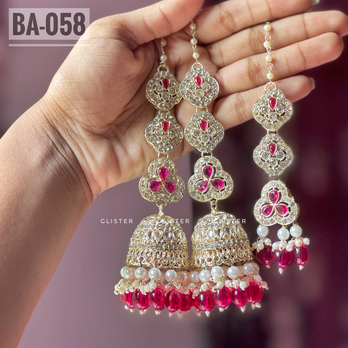 Jhumka with attached Tana and Tikli Set ✨ BA- 058