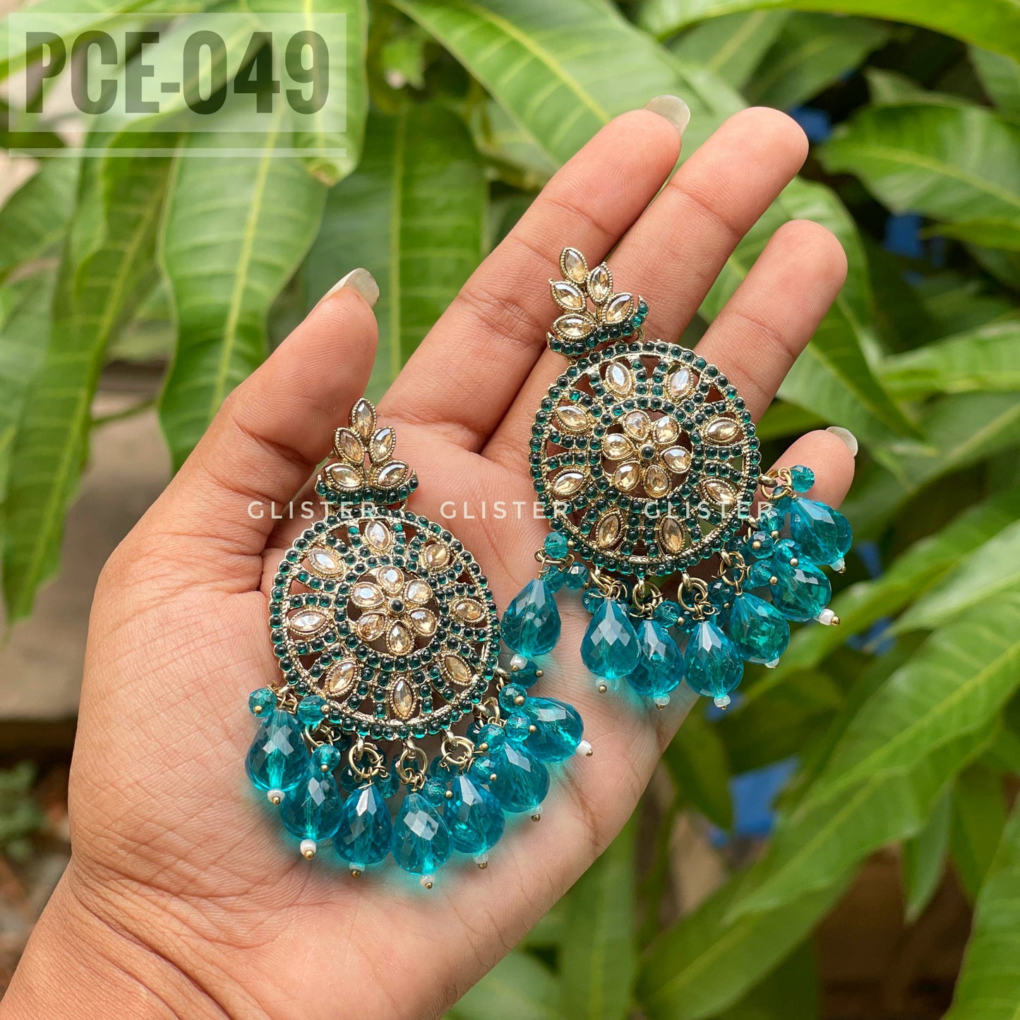 Pakistani Inspired Earrings ❤️ Teal color . PCE-049